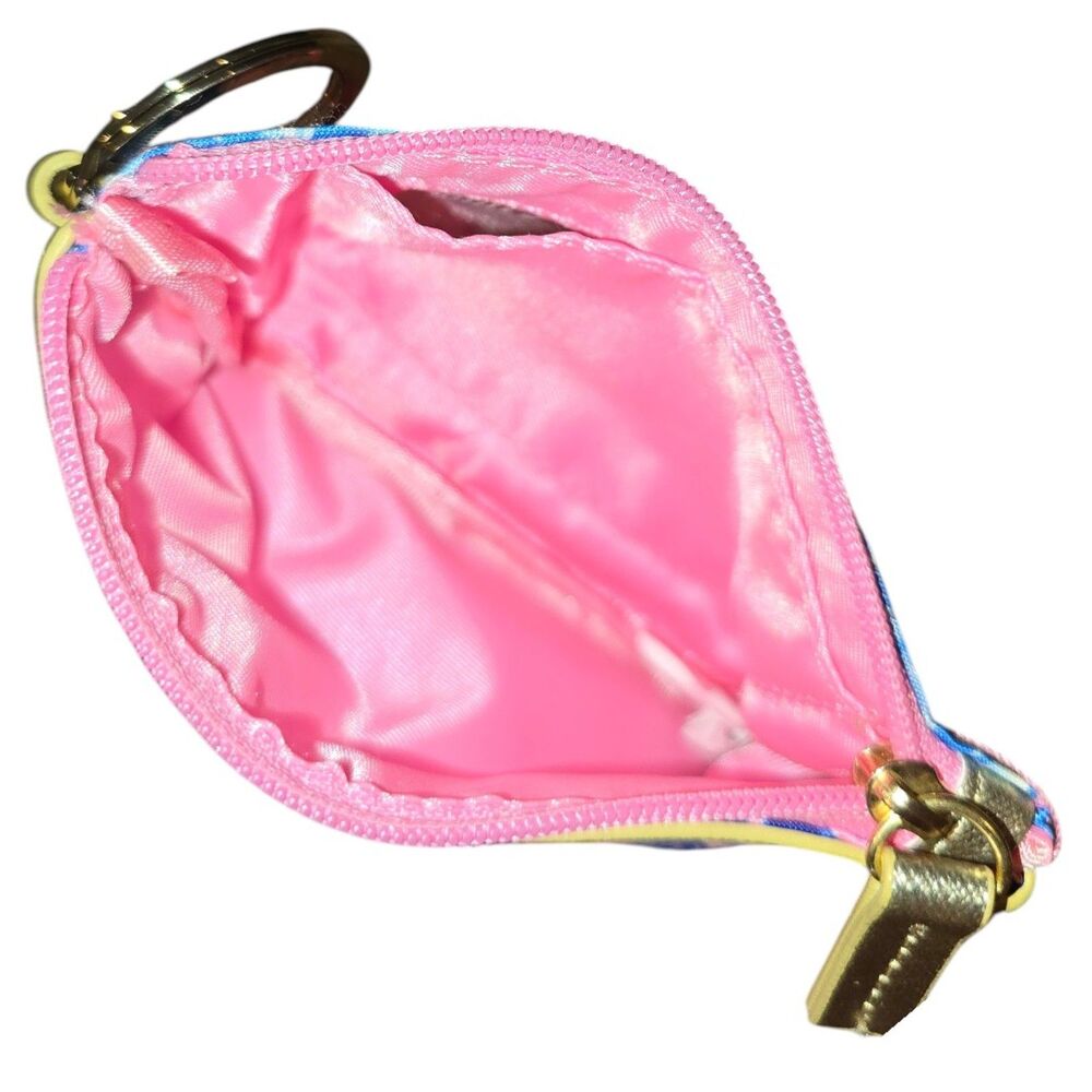 Lilly Pulitzer Shade Seekers ID Case Keychain Wallet Blue Pink Zip - Picture 2 of 4